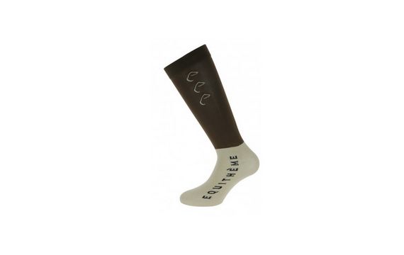 Equitheme-Chaussettes-Paire de Chaussette x 2 Brun/Créme