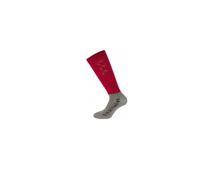 Equitheme-Chaussettes-Paire de Chaussette x 2 Rouge/Gris