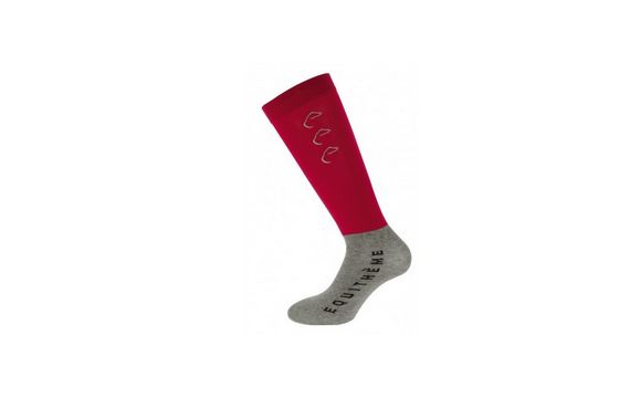 Equitheme-Chaussettes-Paire de Chaussette x 2 Rouge/Gris