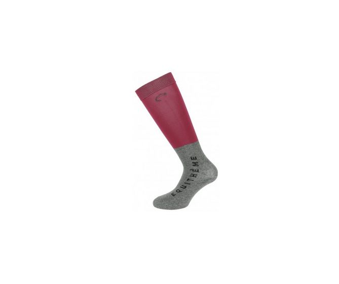 Equitheme-Chaussetes-Paire de Chaussettes x 2 Bordeau/Gris