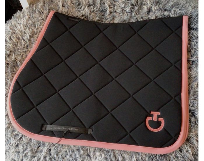 Cavalleria toscana-Tapis de selle - Tapis Revolution coupe jumping en jersey- / Full / Cheval SOT051 noir liseré rose