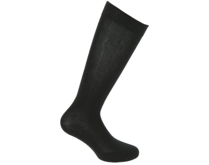 Equitheme-Chaussettes-Chaussettes noires logo strass 