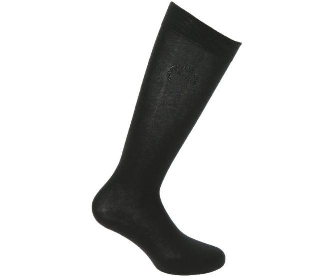 Equitheme-Chaussettes-Chaussettes noires logo strass 