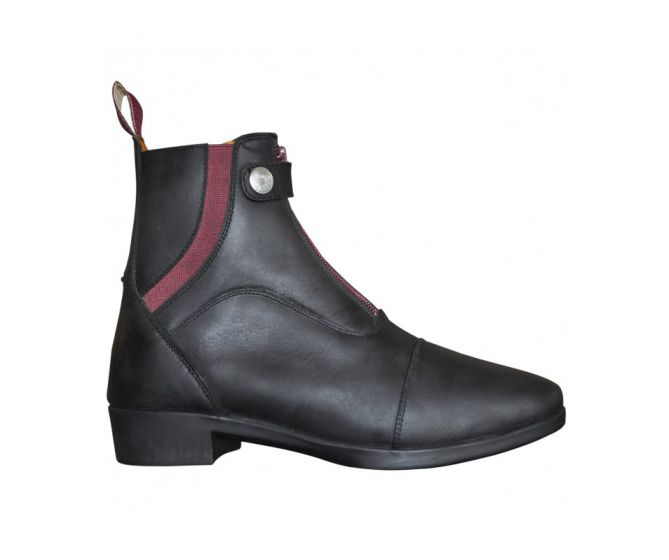 Privilège Equitation - Chaussant - Boots d'équitation en cuir Foggia noir et bordeaux