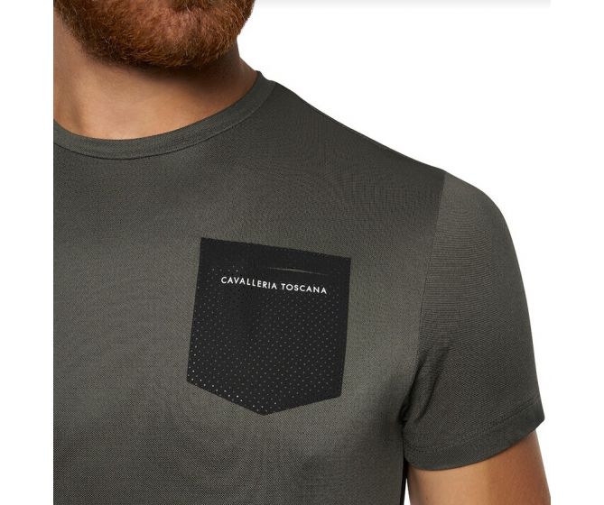 Cavalleria Toscana - Homme - T-shirt piqué avec poche coeur PAU059 Noir