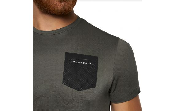 Cavalleria Toscana - Homme - T-shirt piqué avec poche coeur PAU059 Anthracite*